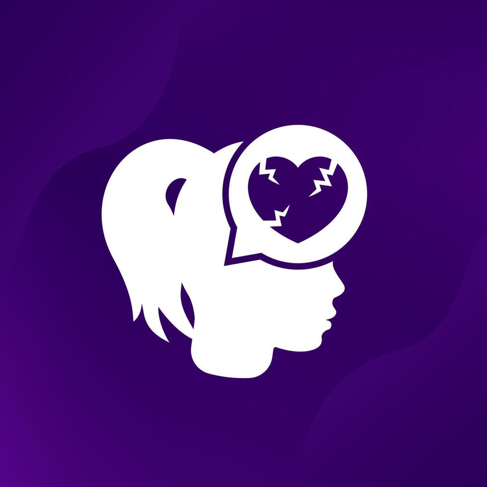 girl with broken heart icon, heartbreak design vector