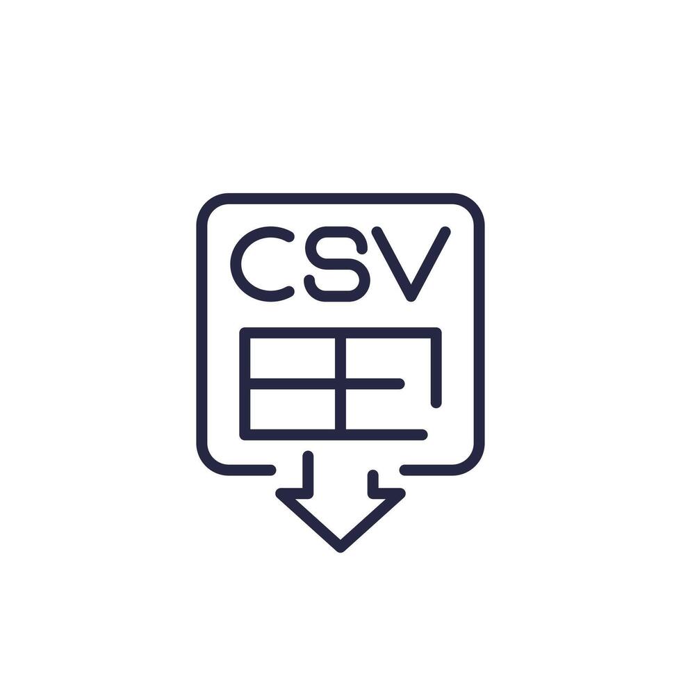 download csv file line icon vector