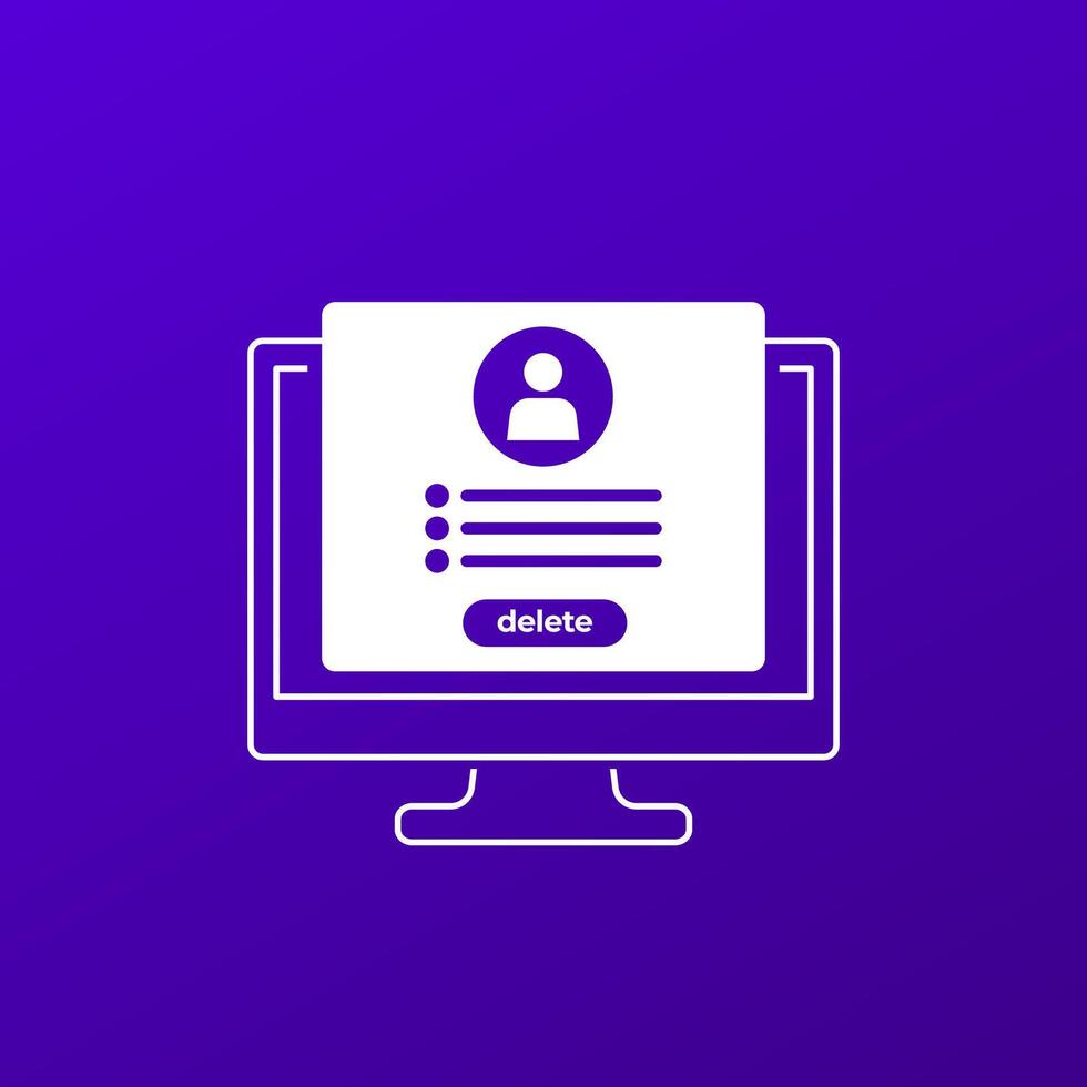 delete profile icon with a computer vector