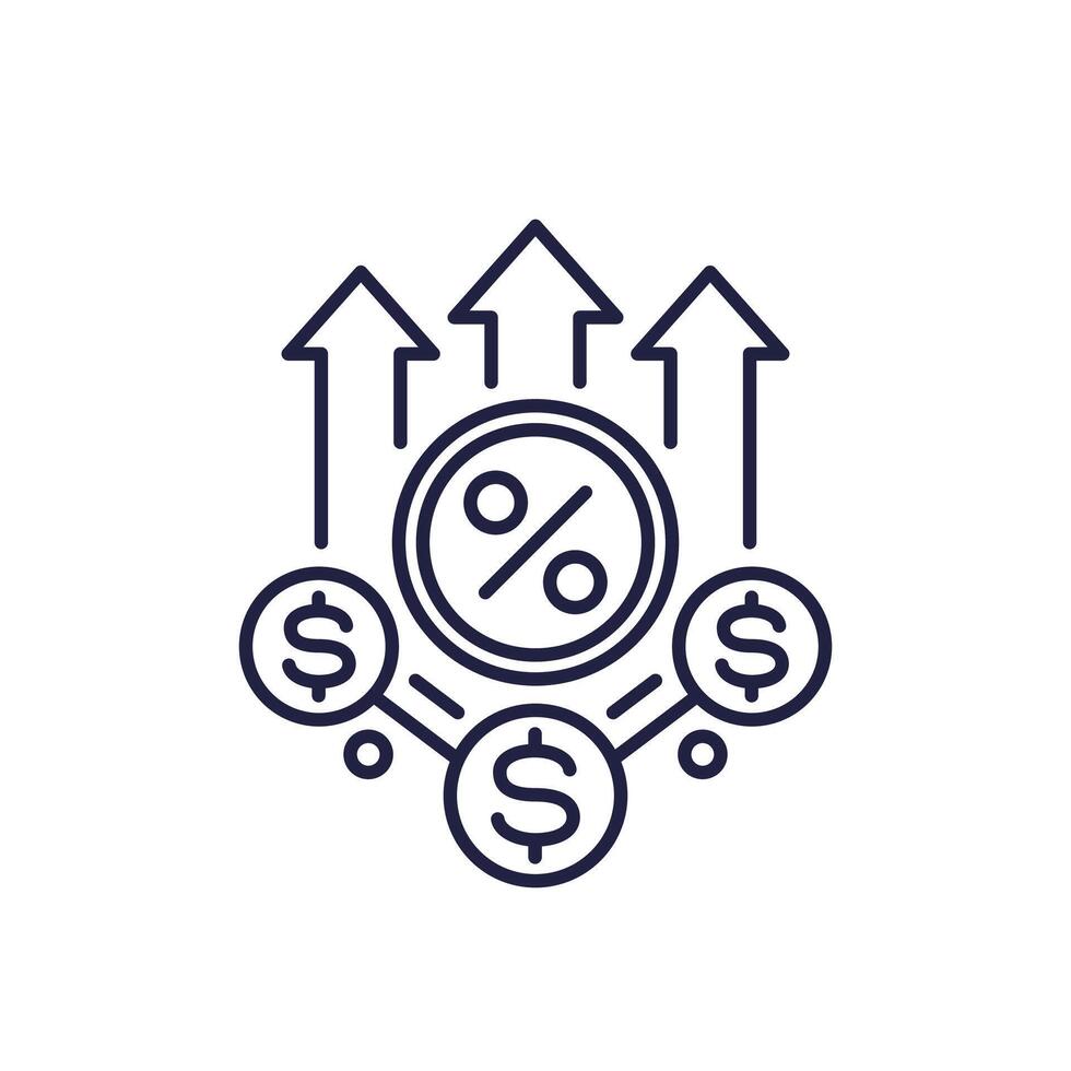high interest rate line icon vector