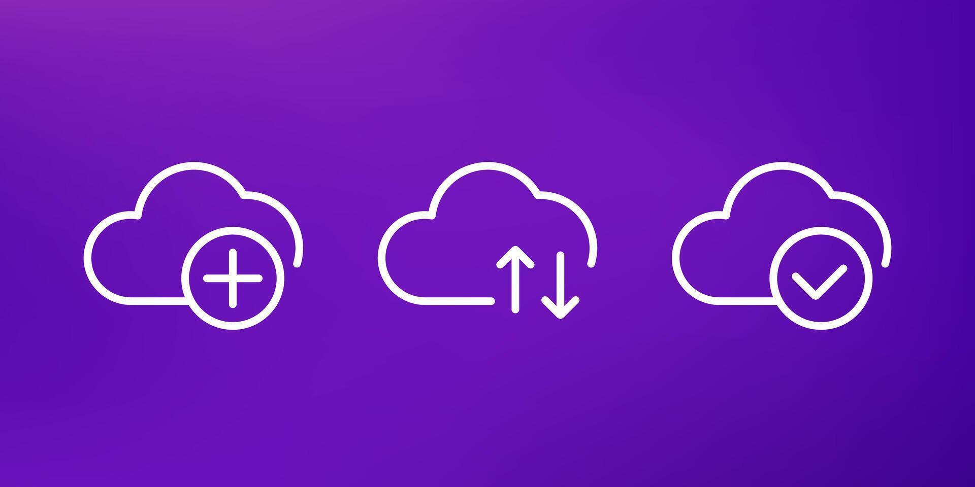 add to cloud, upload line icons for web and apps vector