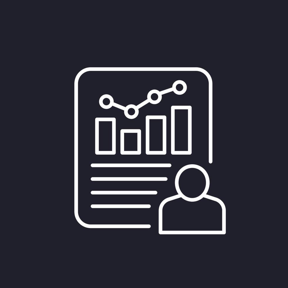 user metrics, data line icon, vector