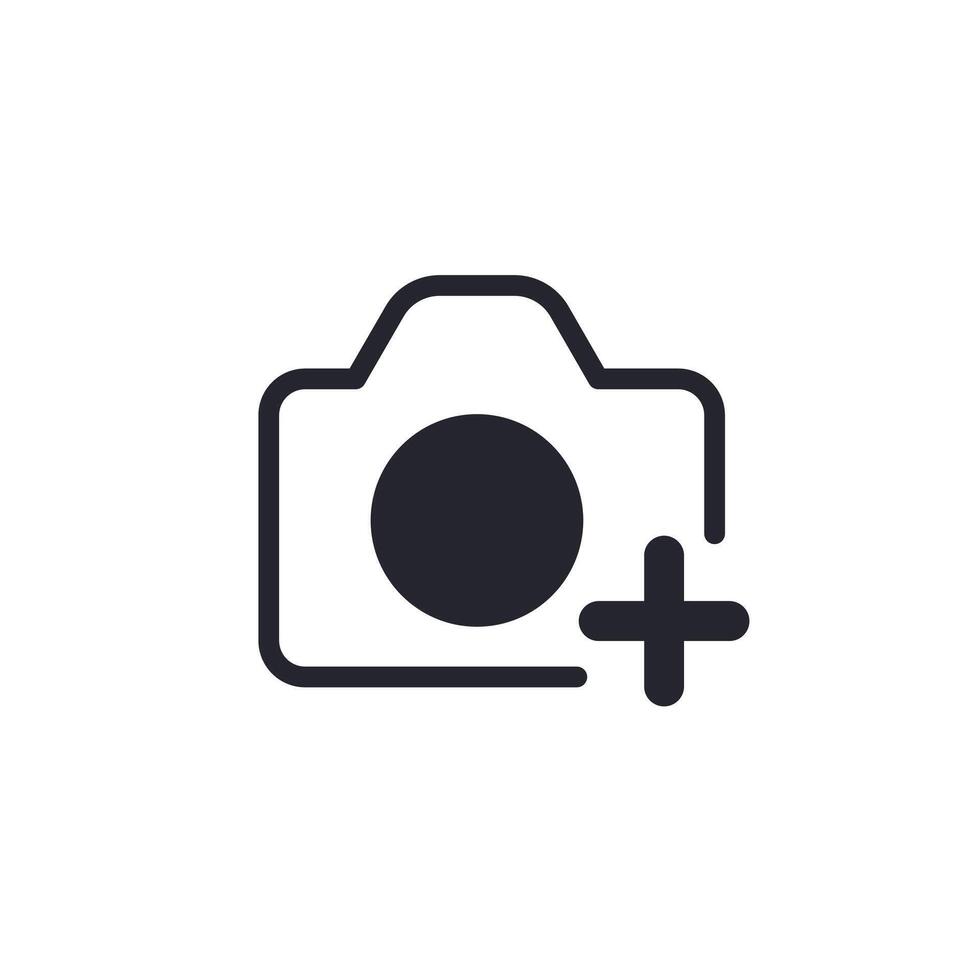 Add photo icon with camera pictogram vector
