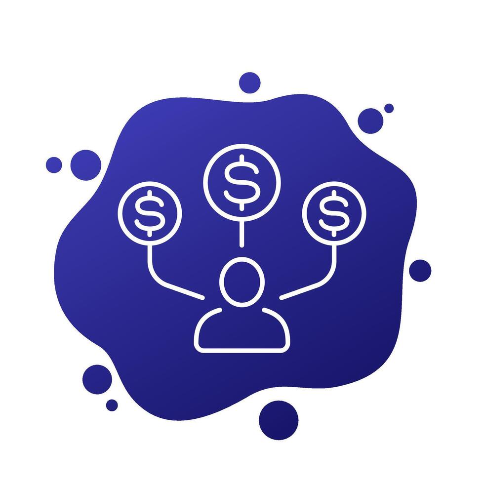 Employee cost icon in line design vector
