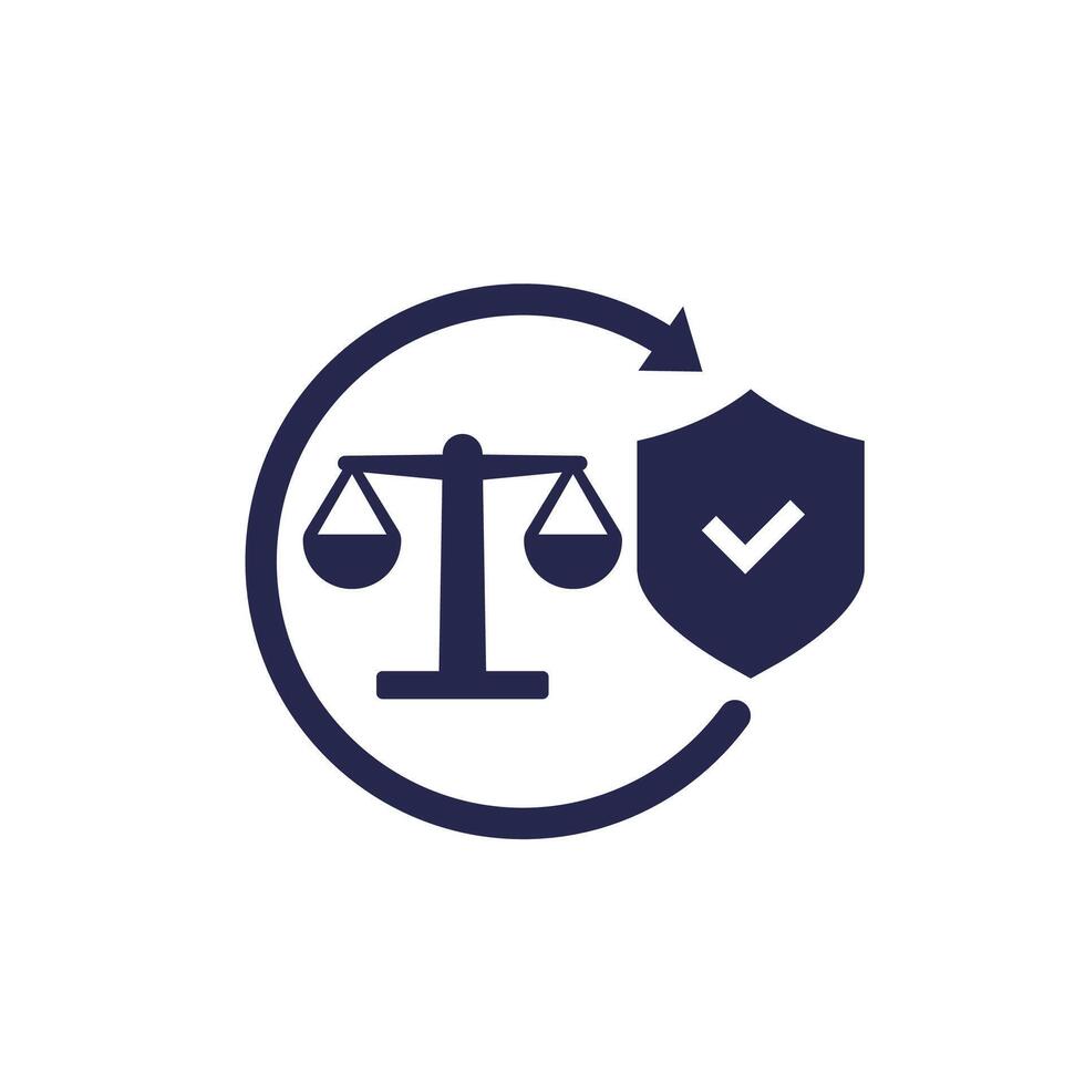 legal protection icon with a shield vector