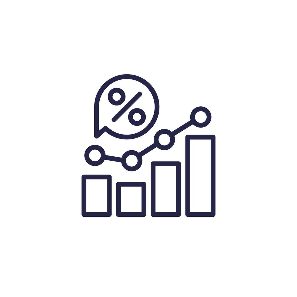 high interest rate line icon with a graph vector