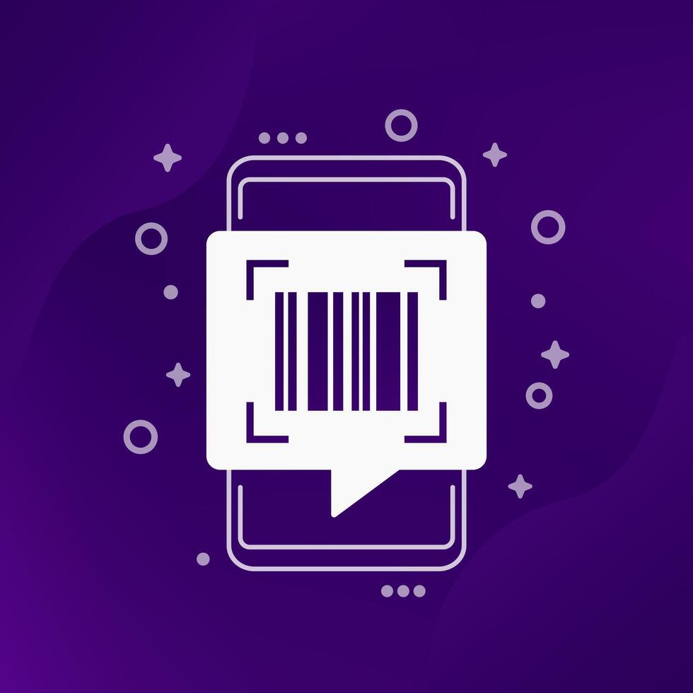 barcode scanner icon with a phone vector