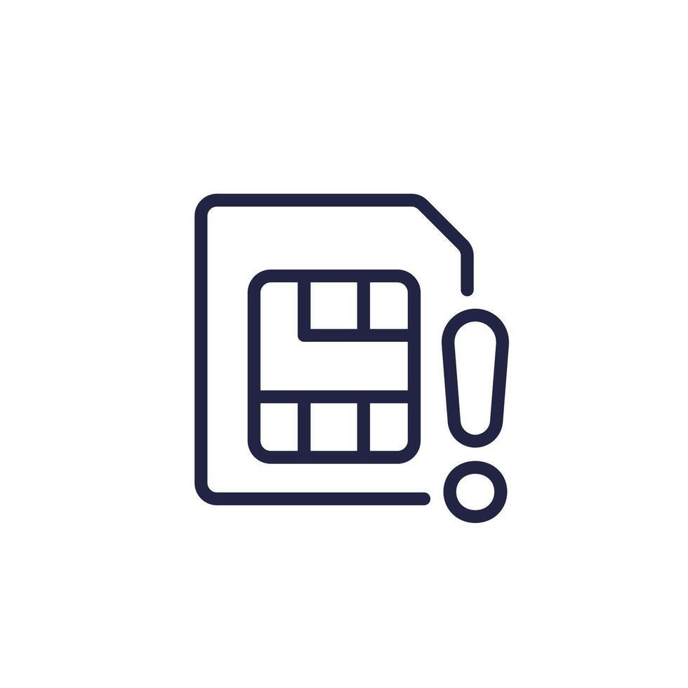 SIM card error line icon vector