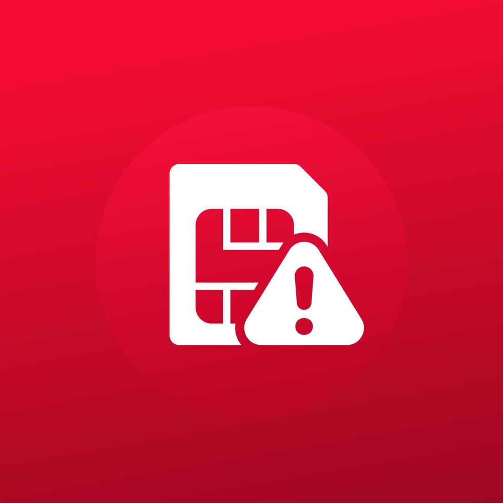 SIM card error icon, warning pictogram vector