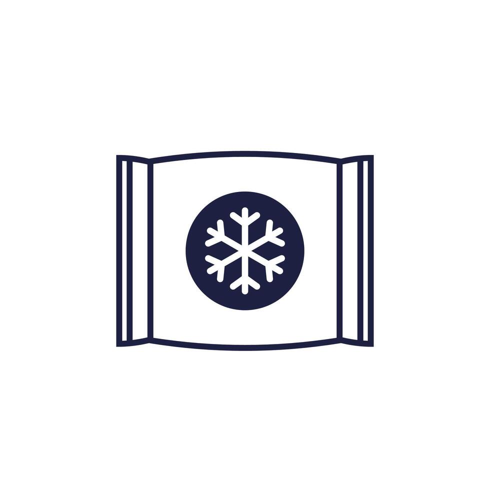 ice pack icon, frozen bag on white vector