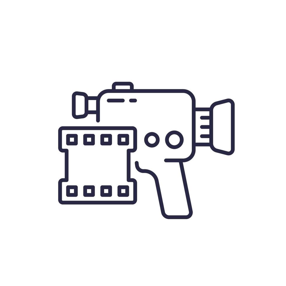camera line icon, retro film camcorder vector