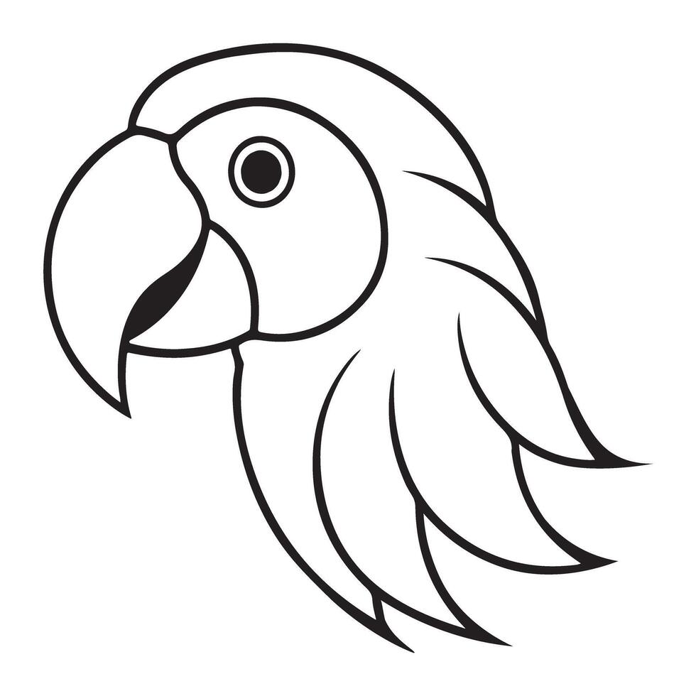 Simple Parrot Head Silhouette Line Art Illustration vector
