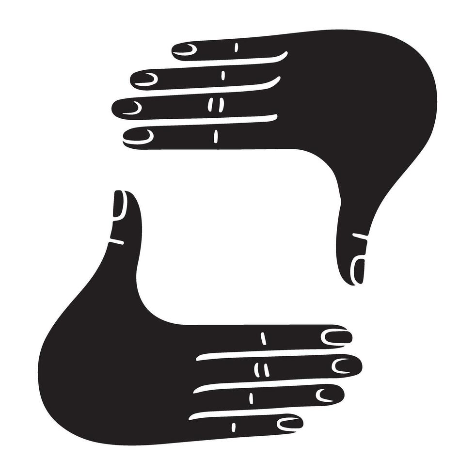 Silhouette of Two Hands Forming a Frame Illustration vector