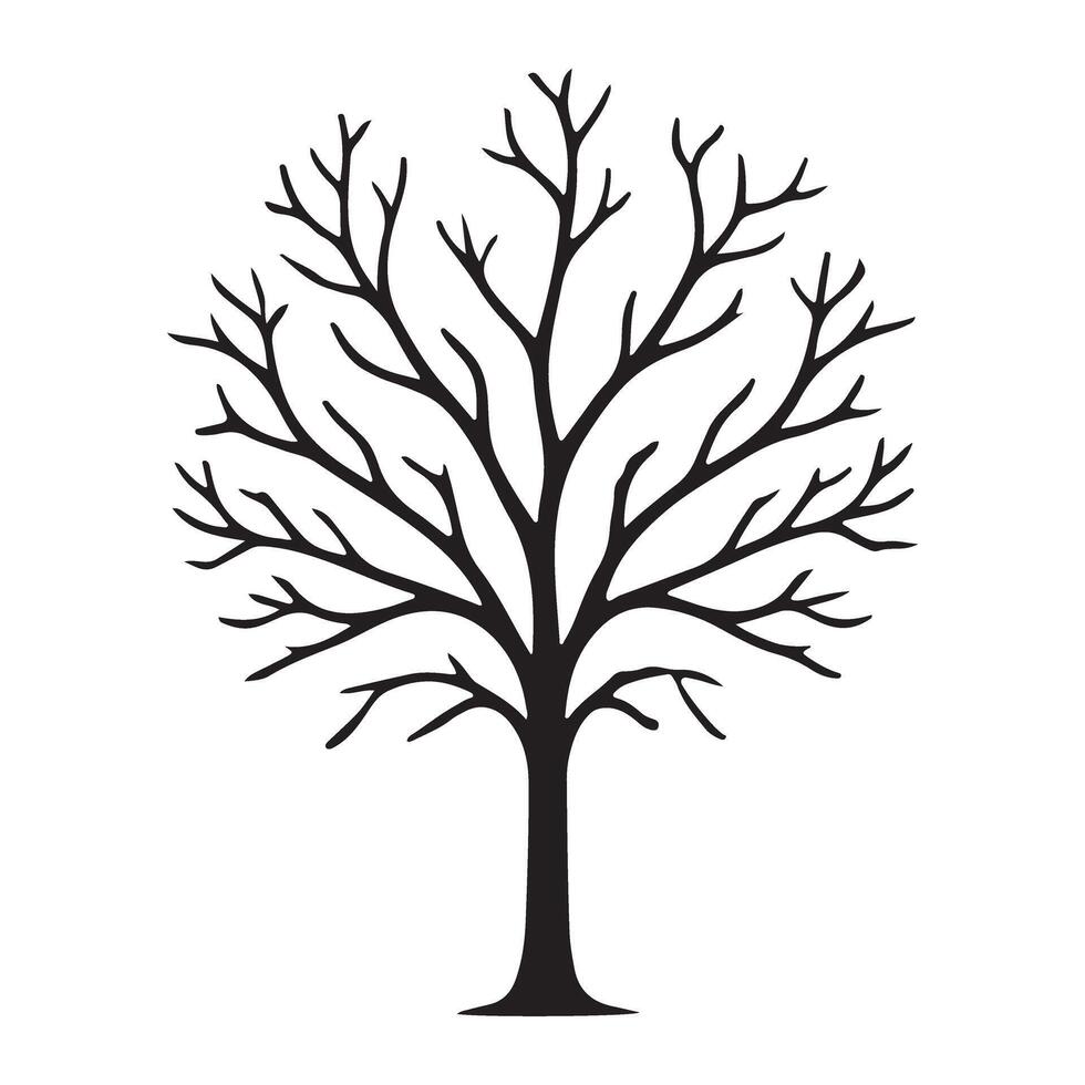 Silhouette of a Bare Tree Branch Illustration Winter Nature vector