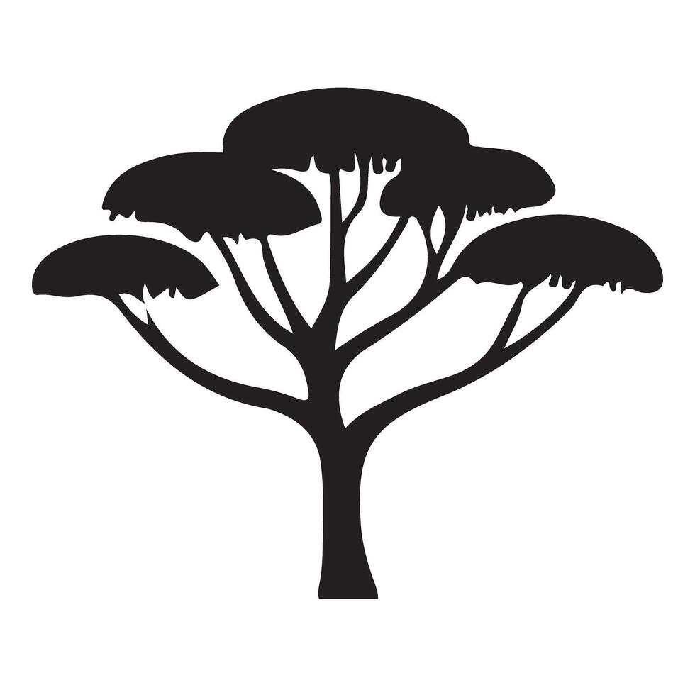 Simple Silhouette Acacia Tree Illustration vector