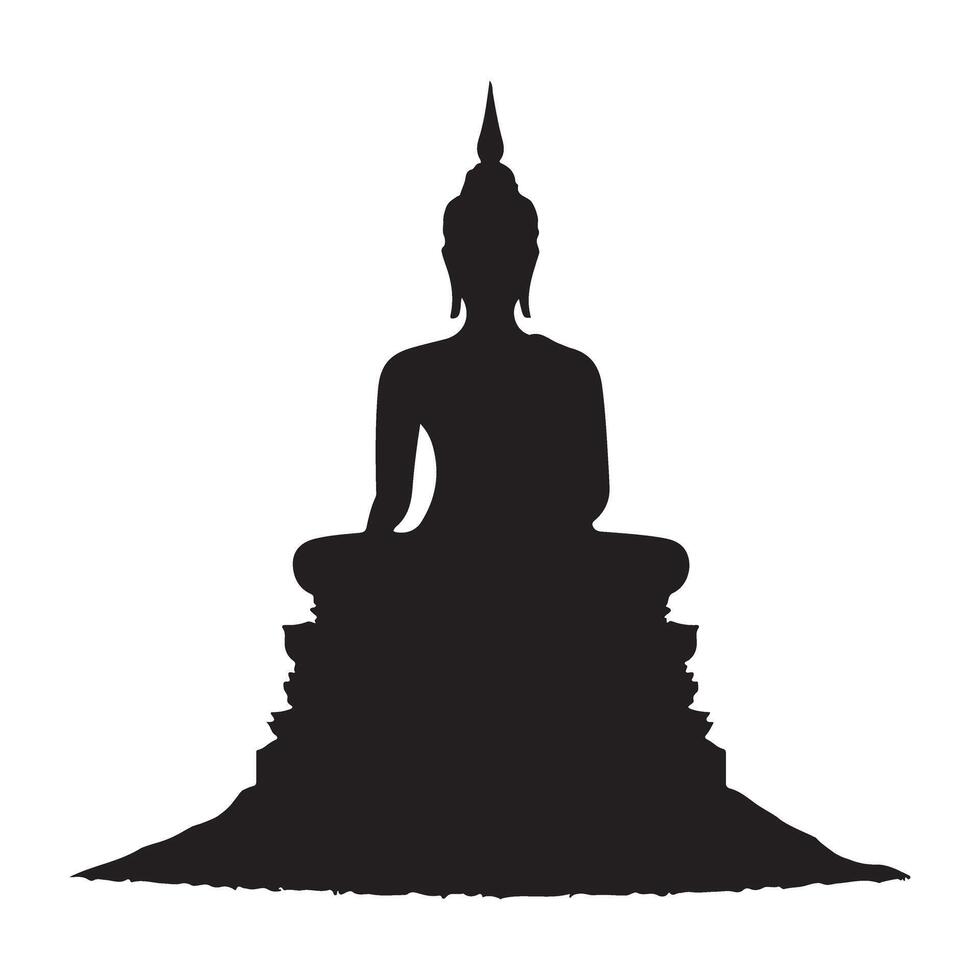 Serene Buddha Statue Silhouette in Meditation Pose Illustration vector