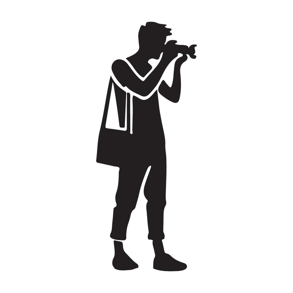 Silhouette of a Male Photographer Taking a Picture vector