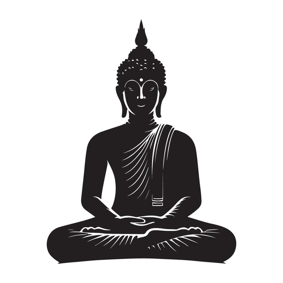 Detailed Buddha Silhouette in Meditation Pose Graphic vector