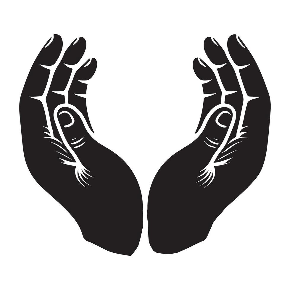 Protective Hands Silhouette Offering Support and Care vector
