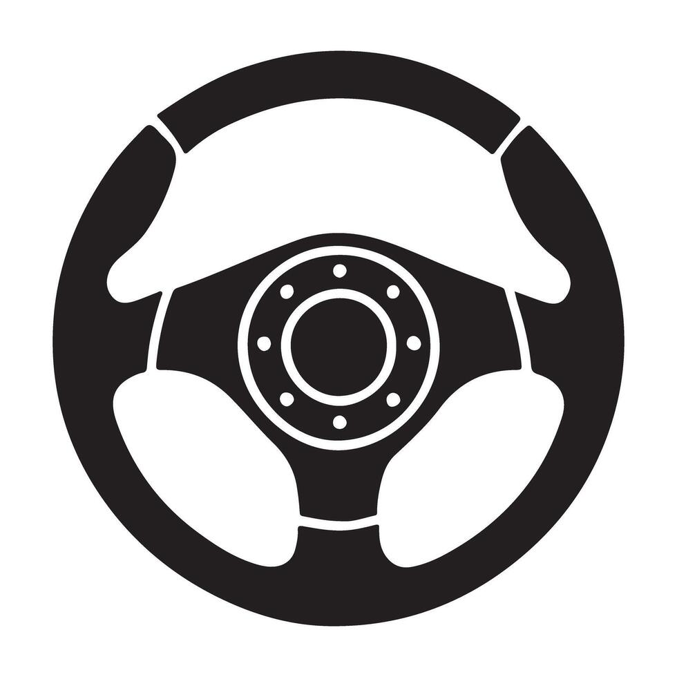 Detailed Steering Wheel Silhouette Illustration for Automotive Designs vector