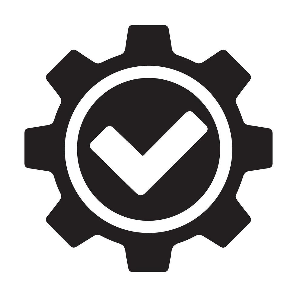 Gear with Check Mark Successful Process Icon vector