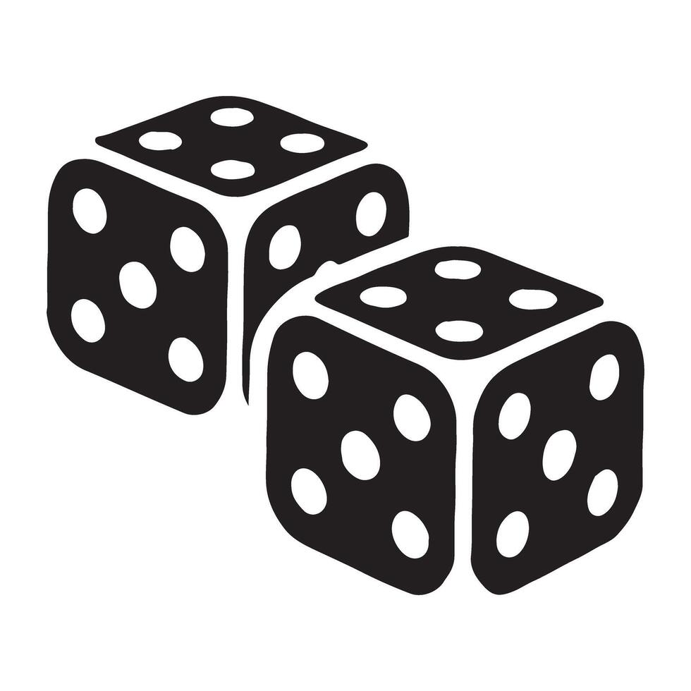 Pair of Dice Silhouette Illustration for Games and Gambling vector