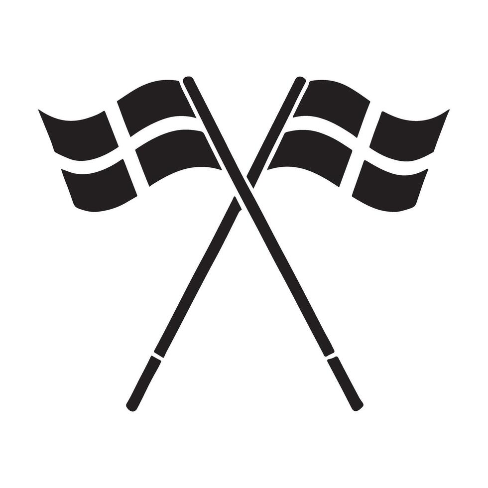 Checkered Flags Crossed Silhouette Illustration Design vector