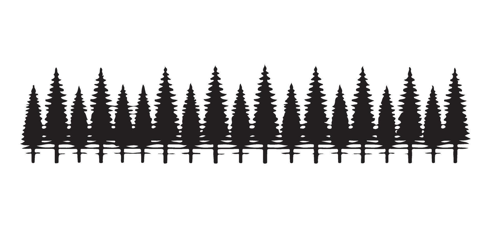 Continuous Line of Pine Trees Silhouette vector