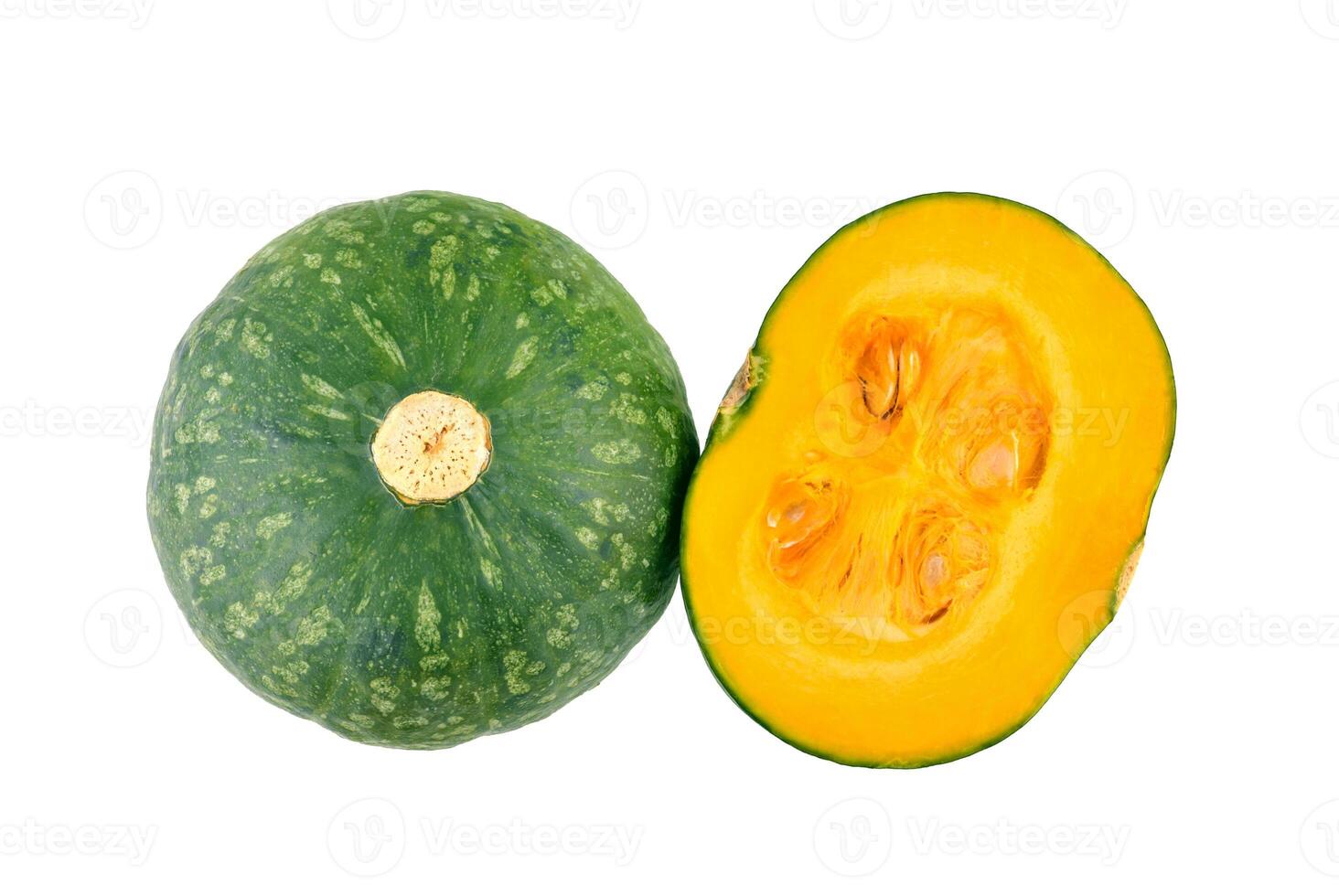 Top view of pumpkin isolated on white background. photo