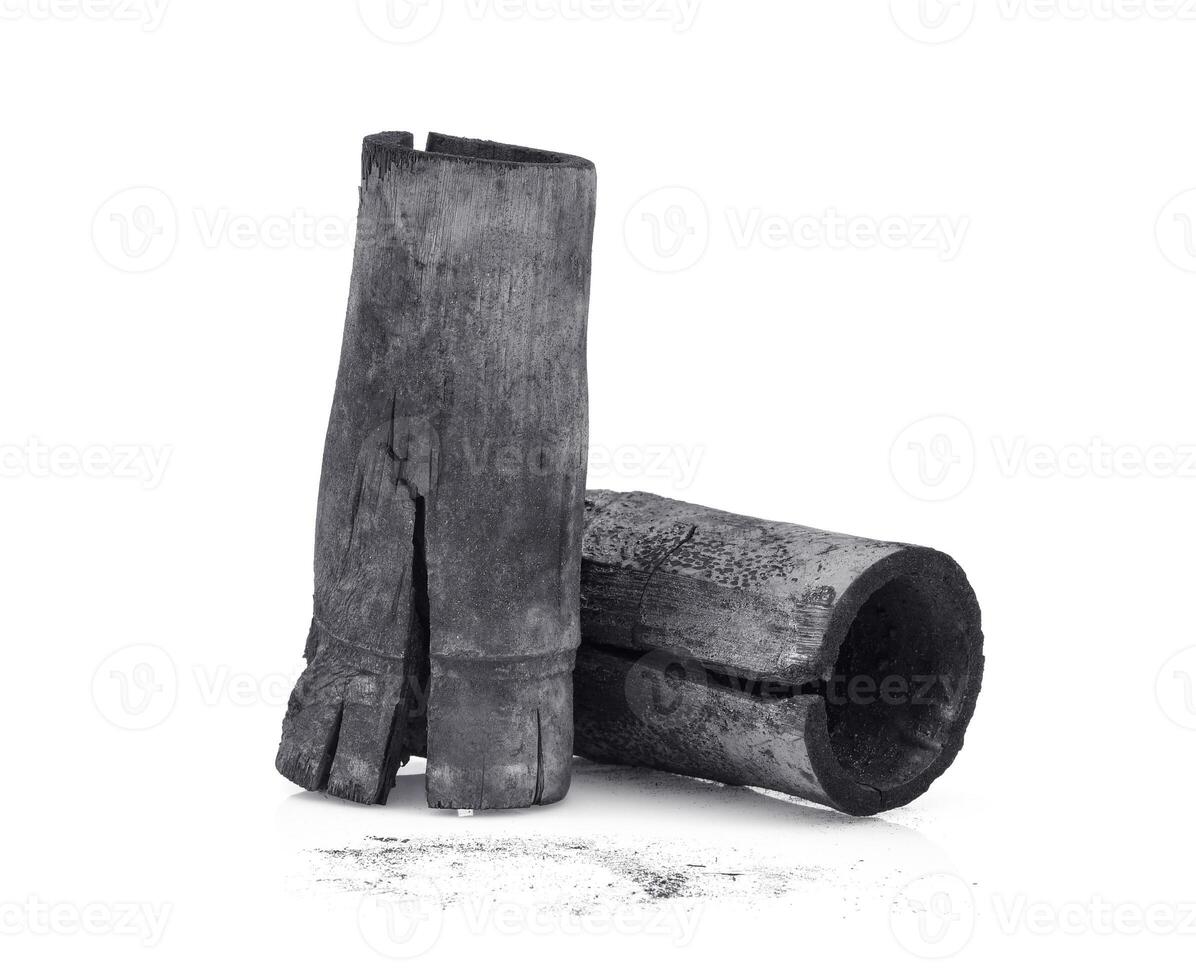 Bamboo charcoal isolated on white background. photo