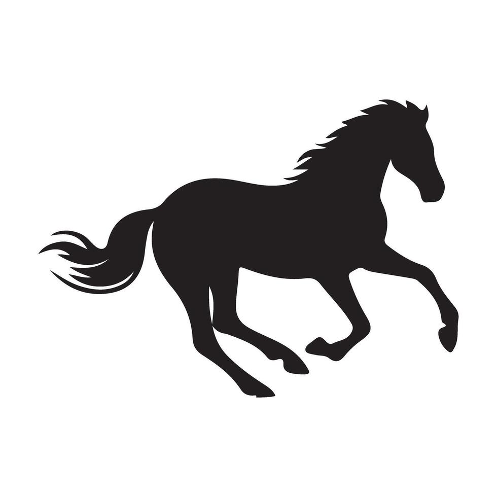 Running Horse Silhouette Dynamic Pose vector
