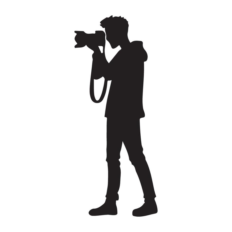 Young Photographer Silhouette Casual Style vector