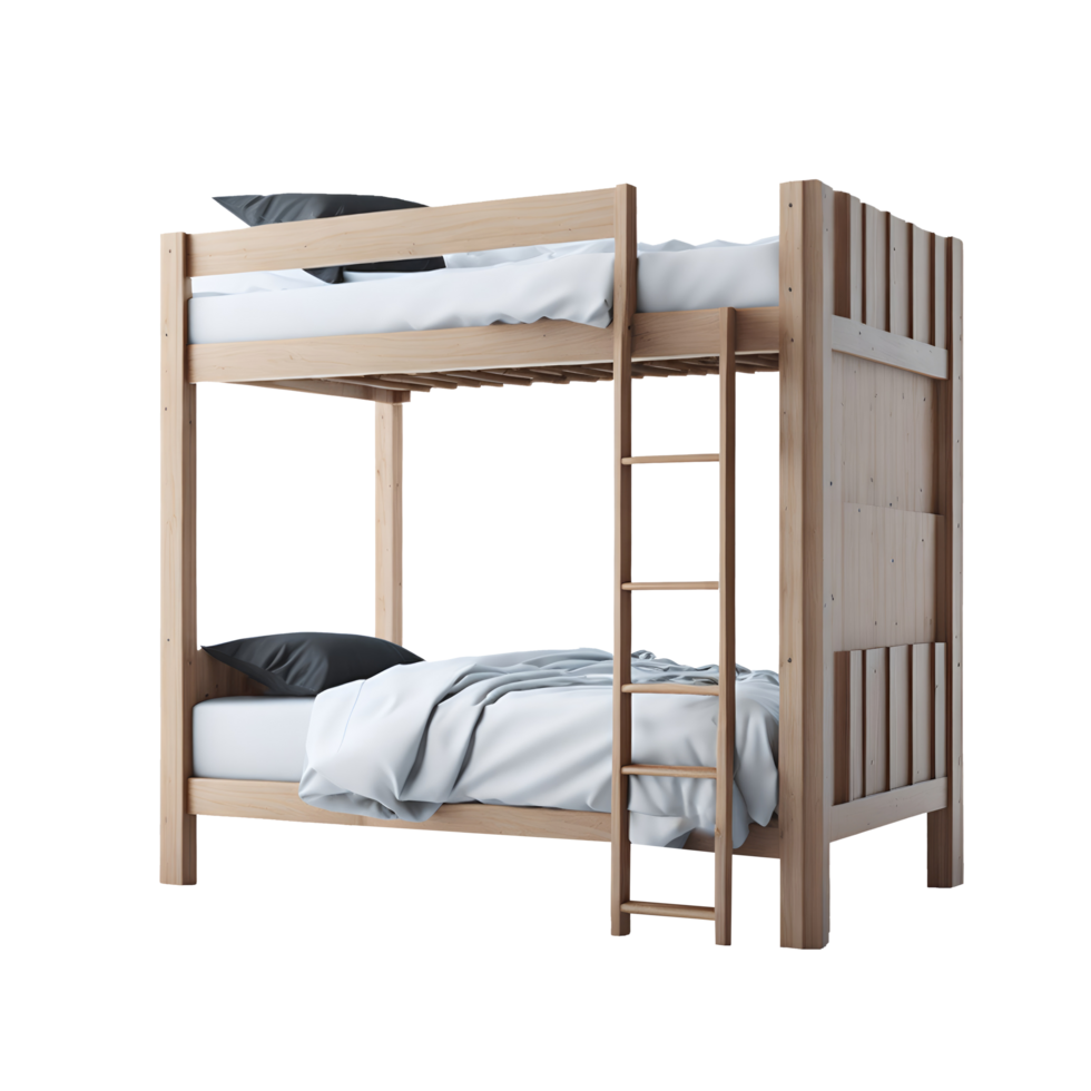 A bunk bed with a ladder and a bed png