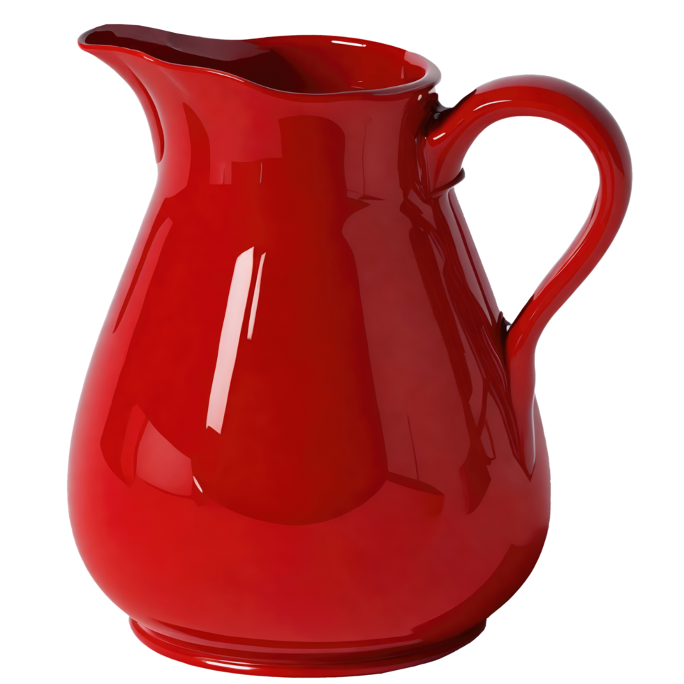 Decorative glossy red water jug isolated on transparent background png