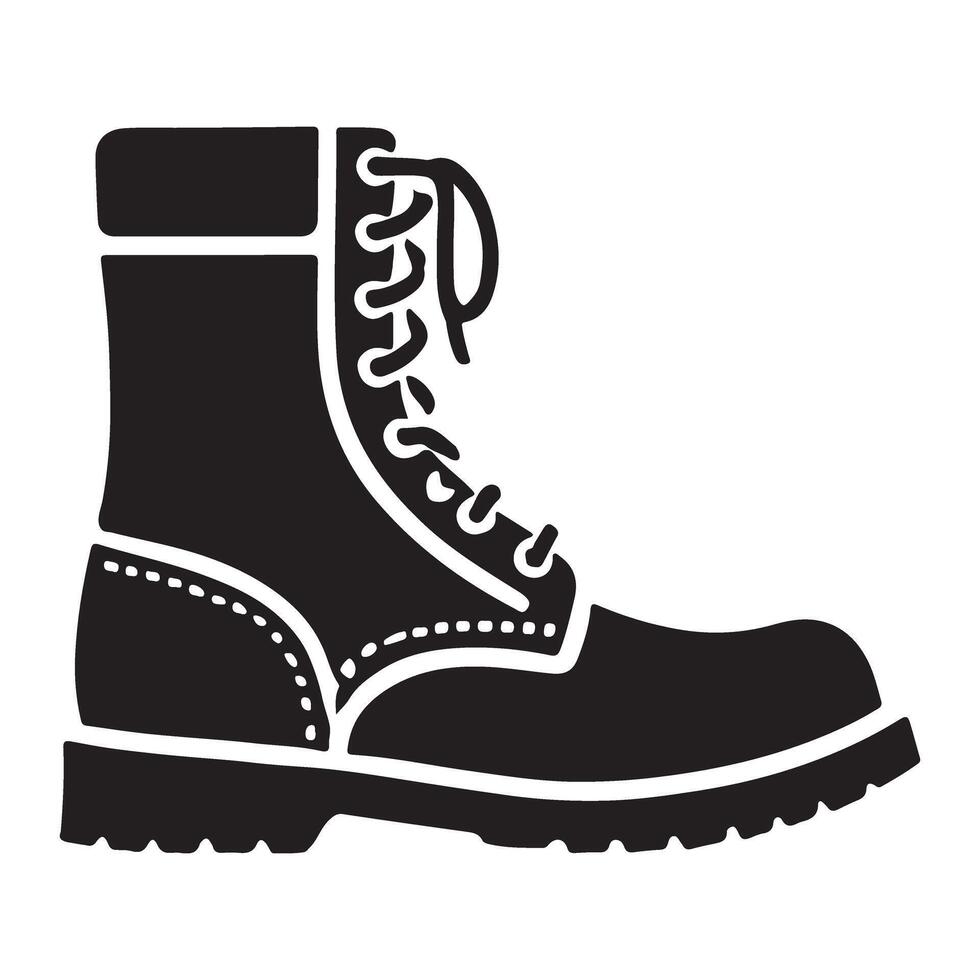 Military Boot Silhouette Illustration Sturdy Footwear vector