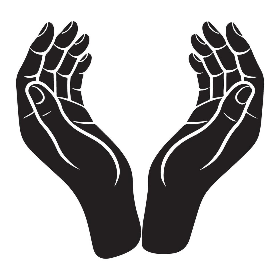 Silhouette of Open Hands A Symbol of Giving and Receiving vector