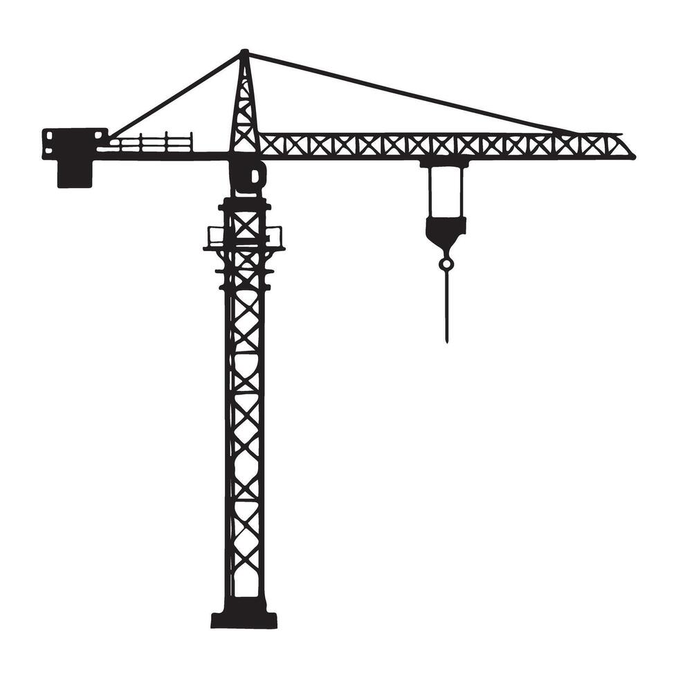 Construction Tower Crane Silhouette Illustration Design vector