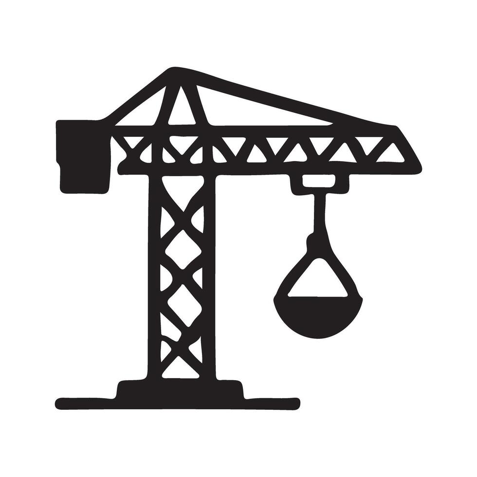 Simple Tower Crane Silhouette Illustration for Construction vector