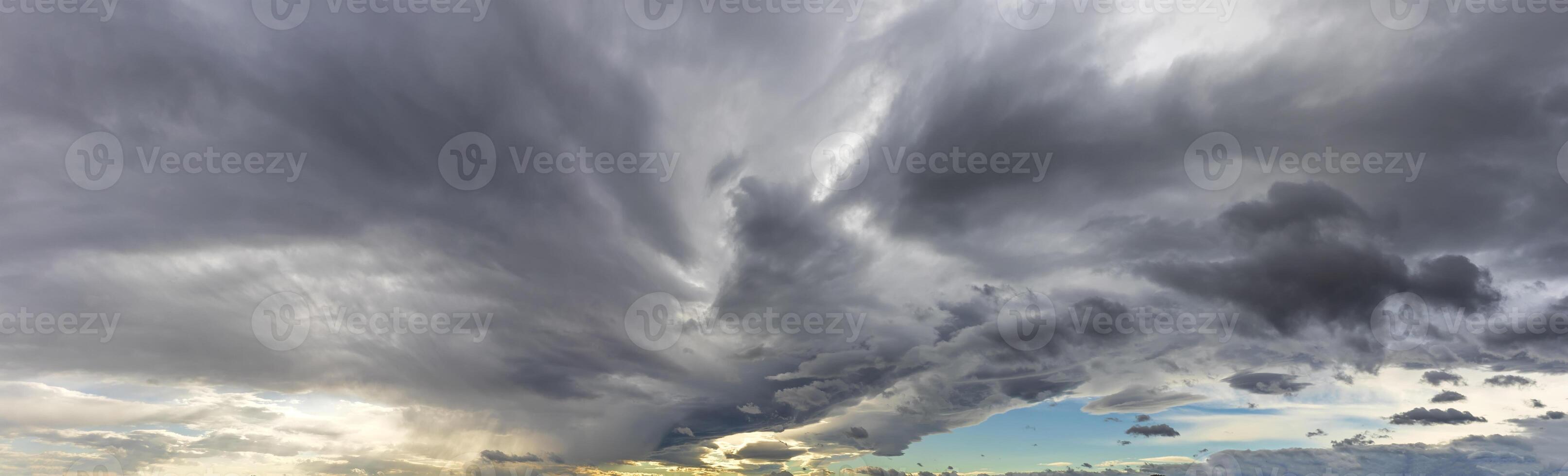 Panoramic view of a stunning sky with stormy clouds photo