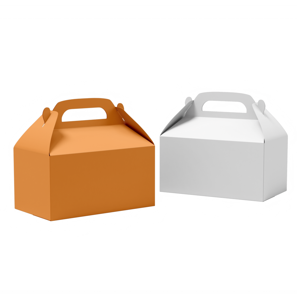 Takeaway box brown and white isolated on transparent background png