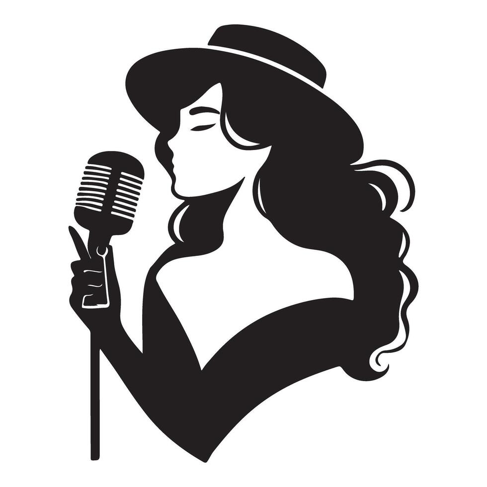 Elegant Silhouette Illustration of a Singer with Hat vector