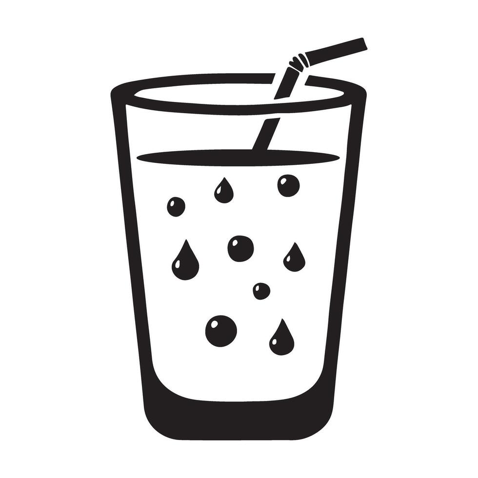 Refreshing Drink in a Glass with Straw vector
