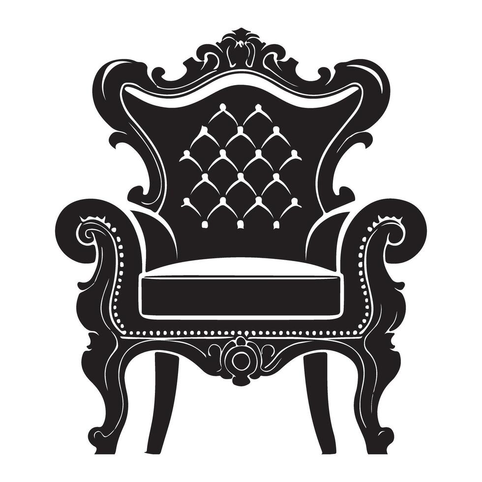 Silhouette of an Ornate Baroque Style Armchair vector