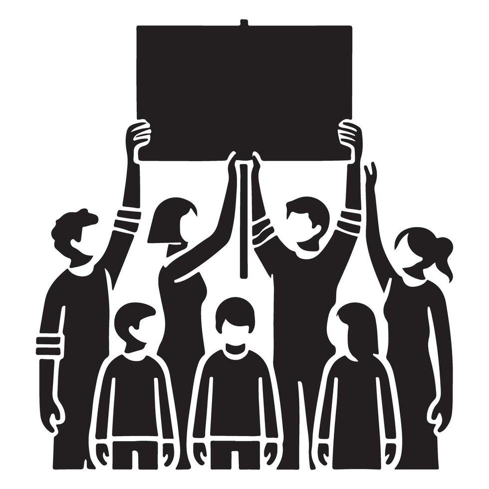 Group Protesting with a Sign Silhouette Illustration vector