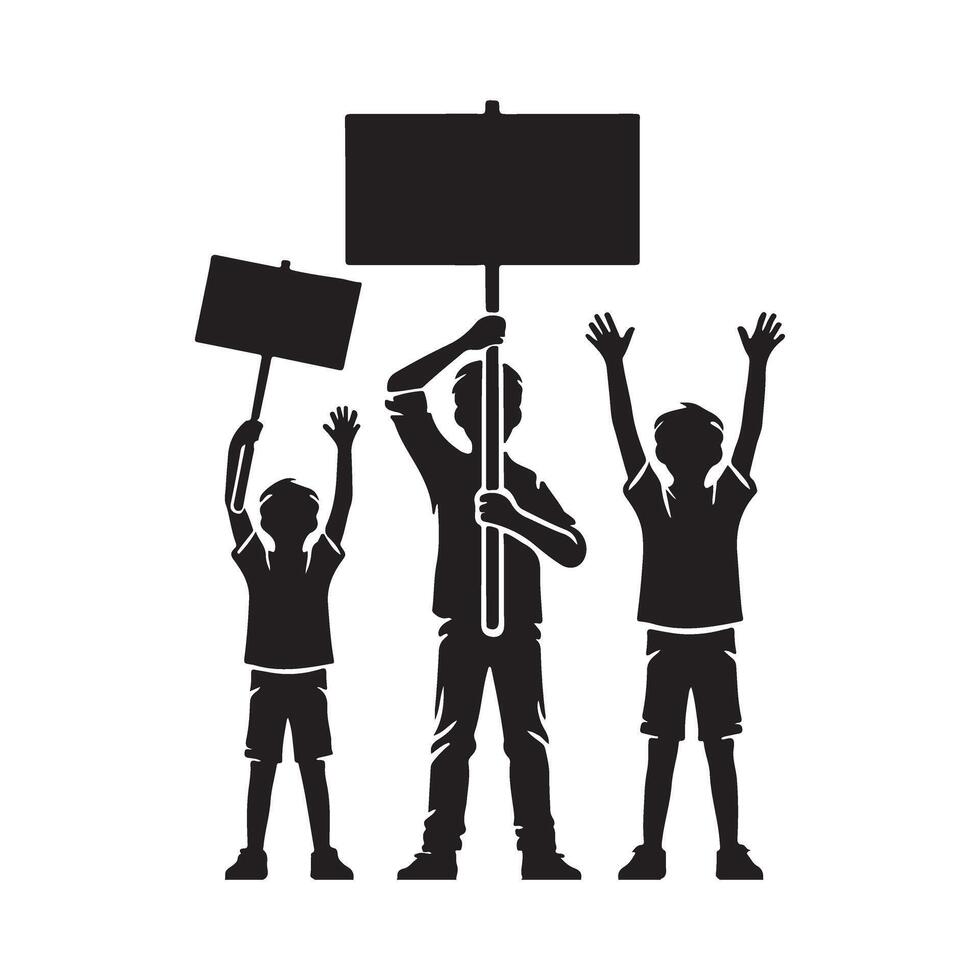 Silhouette Illustration of Protesters Holding Signs vector