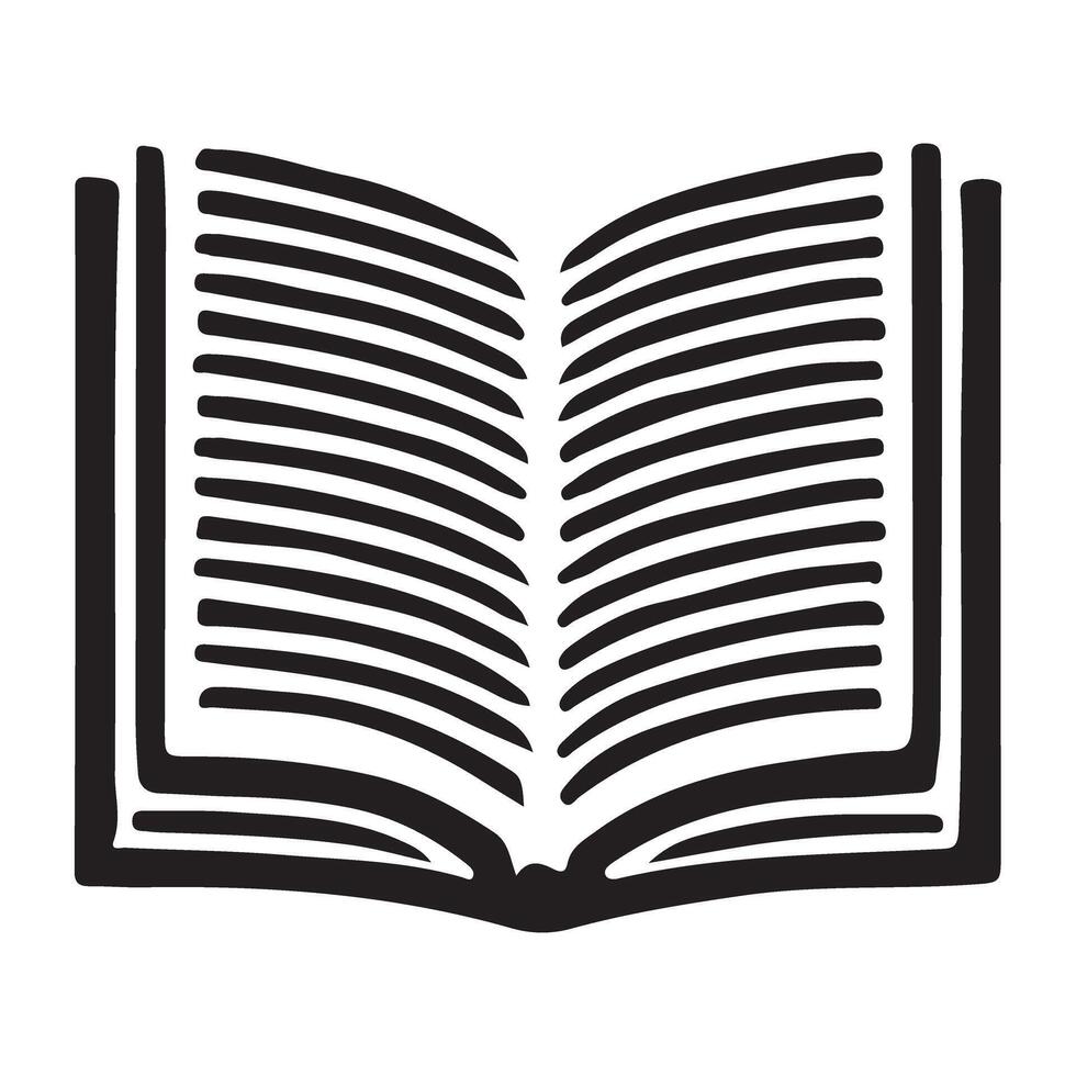 Open Book Silhouette Illustration for Reading and Education vector