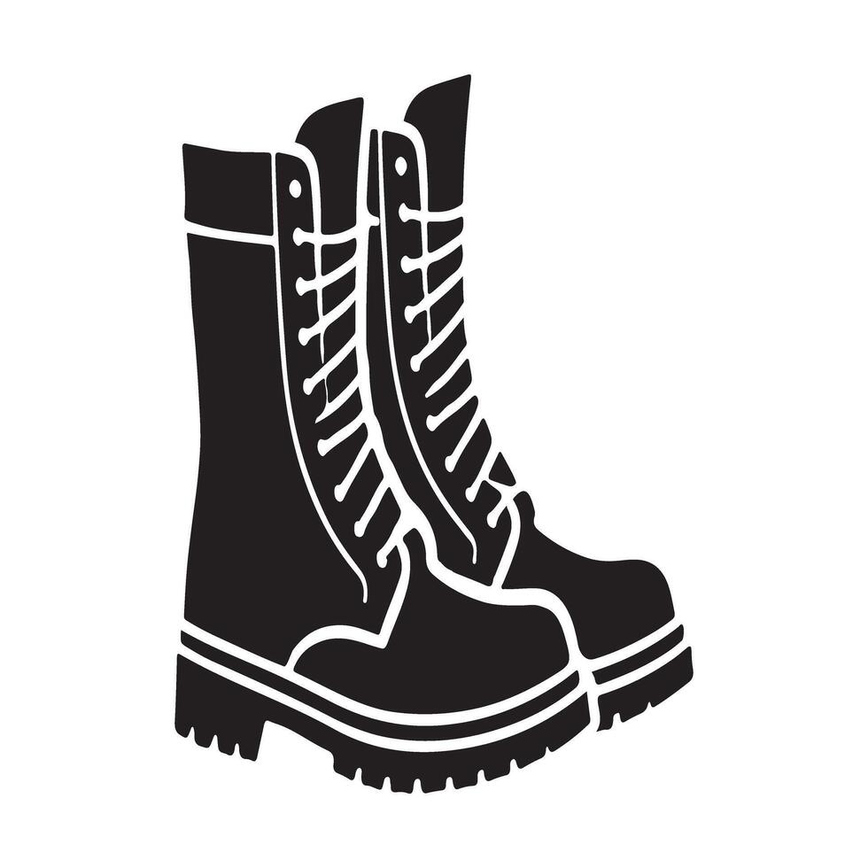 Classic Black Silhouette Combat Boots Illustration vector