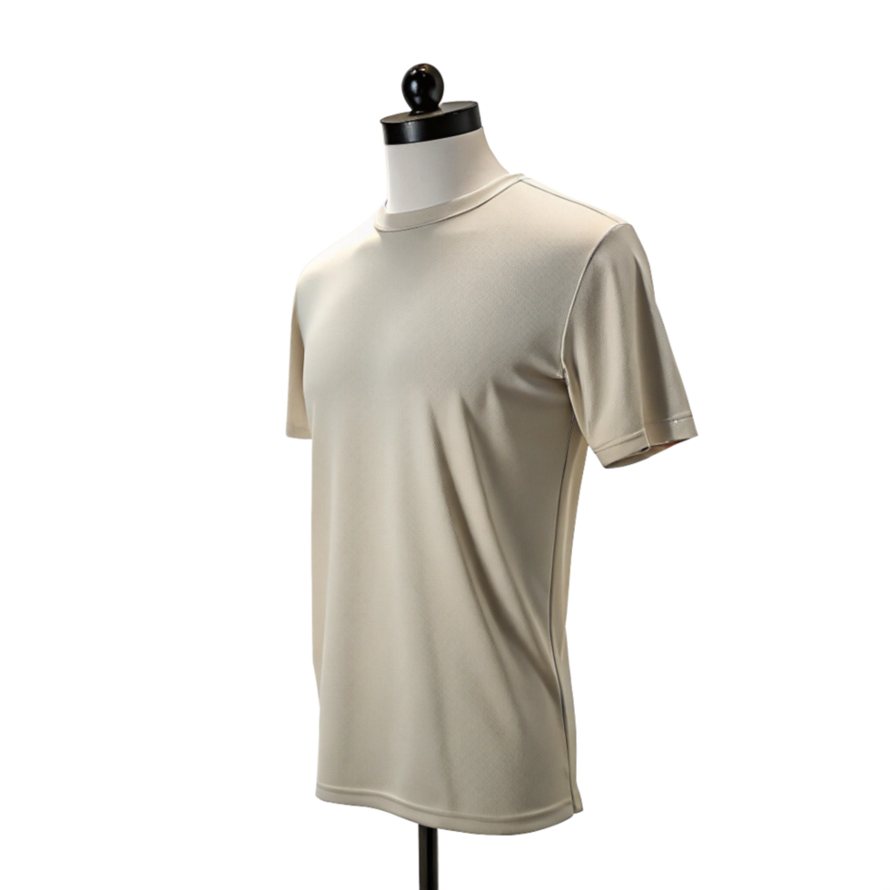 A Blank Beige T-Shirt on a Mannequin, Ready for Branding. png