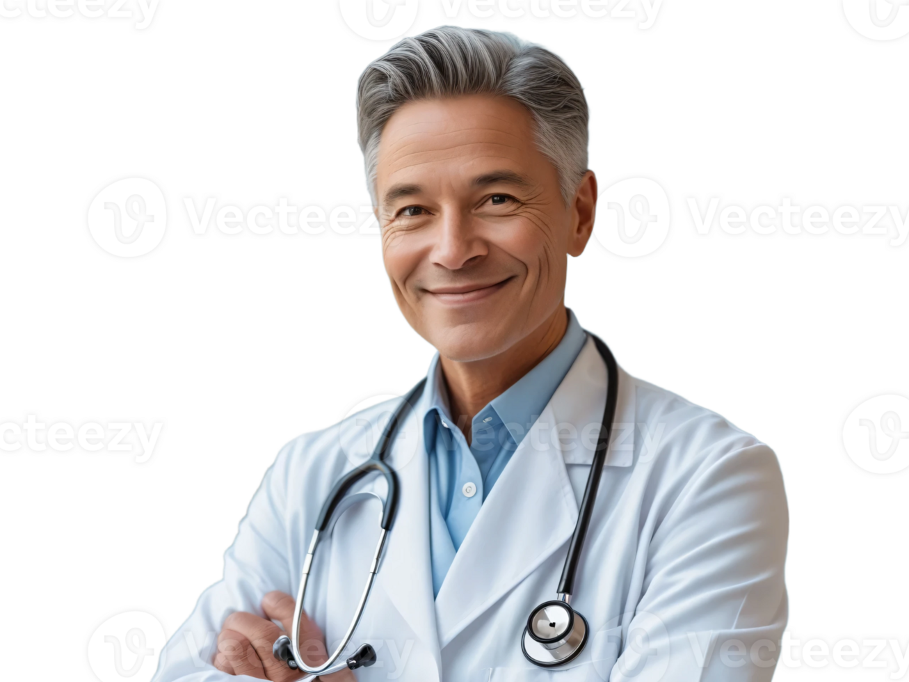 A smiling male doctor with a stethoscope png