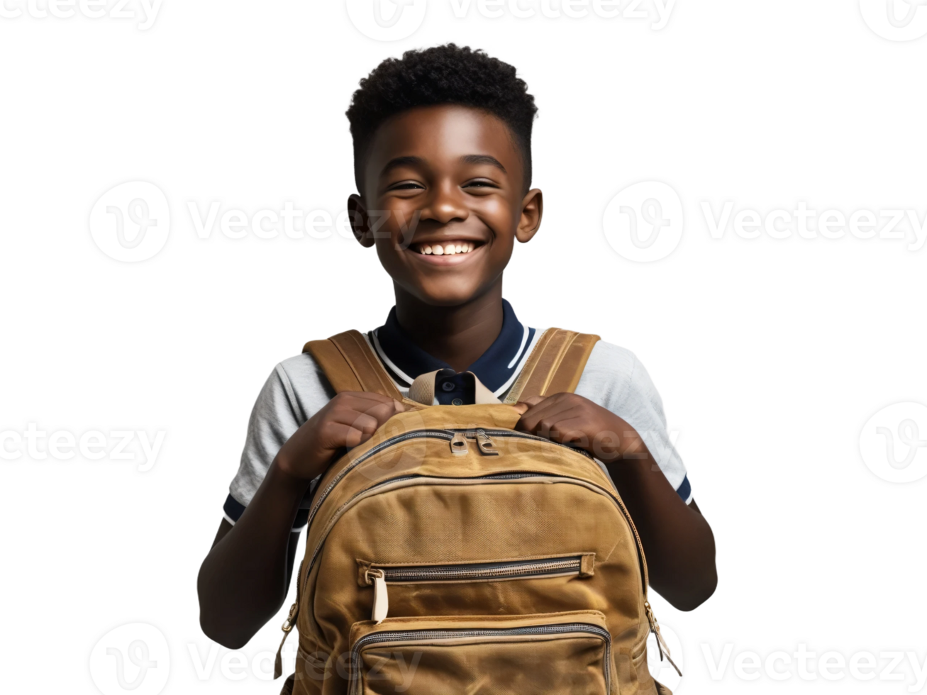 A young boy holding a backpack png